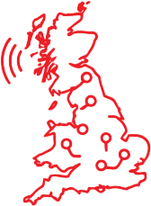 Map of the United Kingdom showing nationwide electrical testing coverage